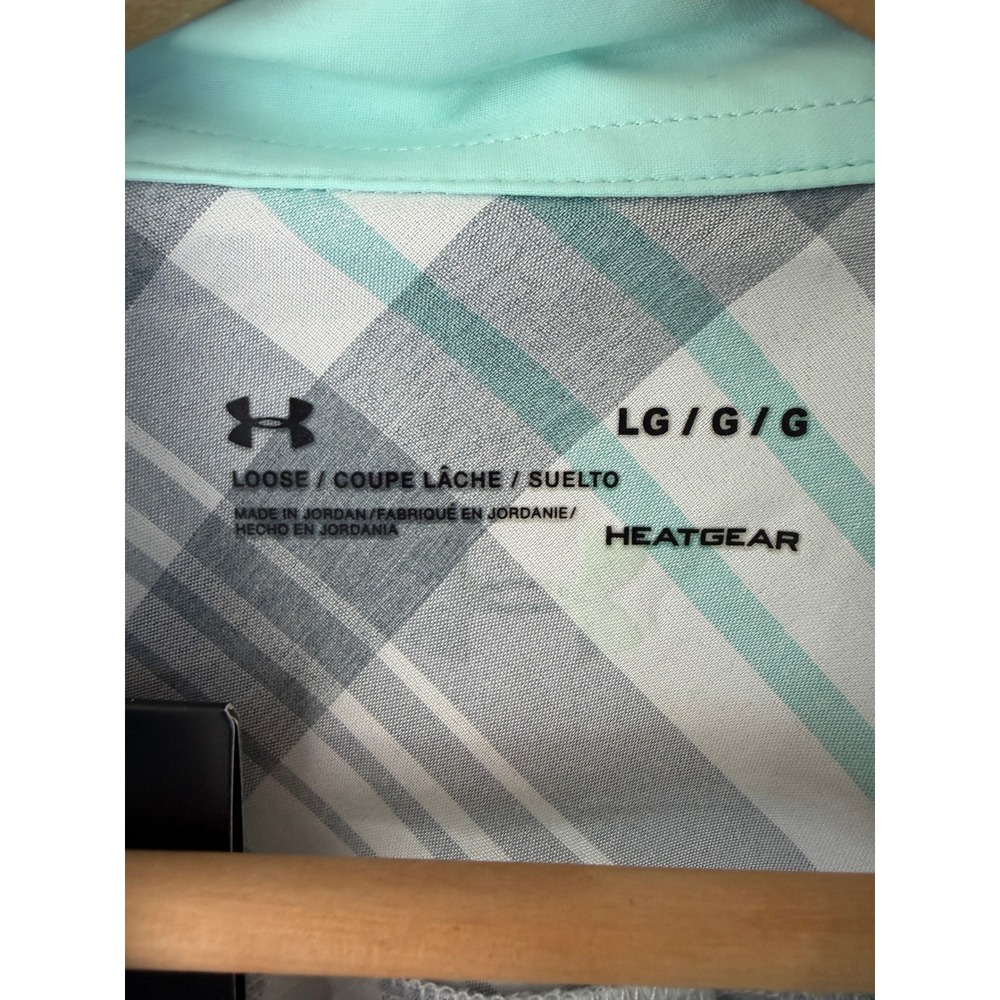 NWT Under Armour Womens Plaid HeatGear Button Down Shirt Large Hiking Sporty - Picture 6 of 8
